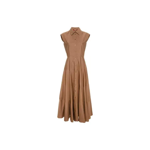 MaxMara Sleeveless Dresses Women's Cognac Brown