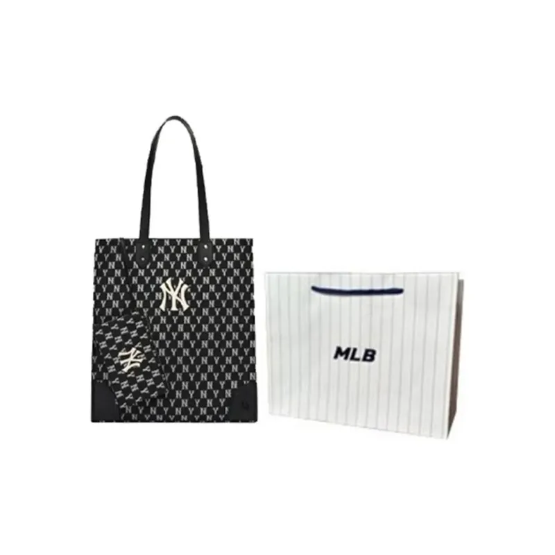 MLB Monogram Collection Polyester Combo Bag Tote Bag Shopping Bag Shoulder Bag Handbag Large Size Unisex Black-10