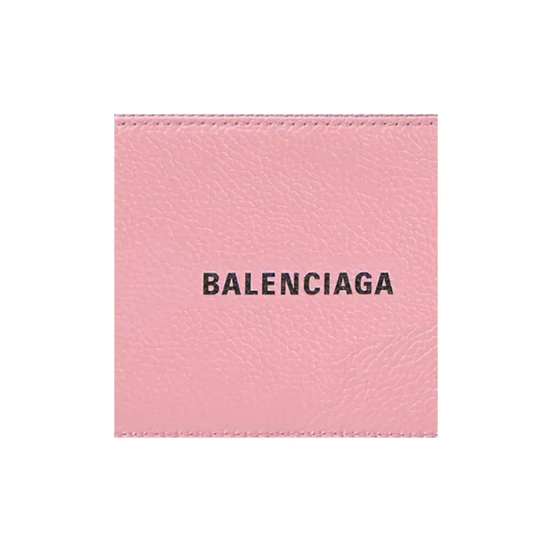 Balenciaga Grained Calfskin Card Holder Wallet Large Size Women's Pink-4