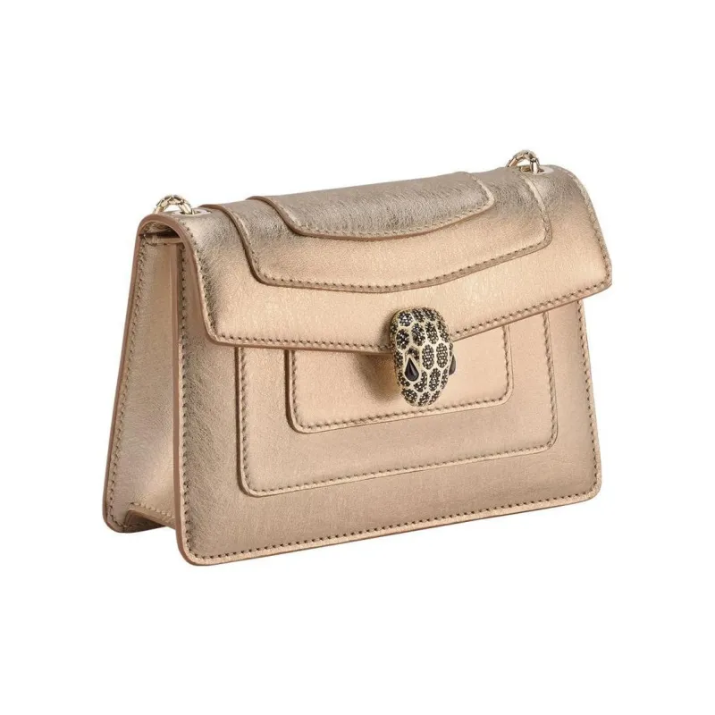 BVLGARI Serpenti Forever Series Calfskin Crossbody Bag Shoulder Bag Women's Light Gold-2