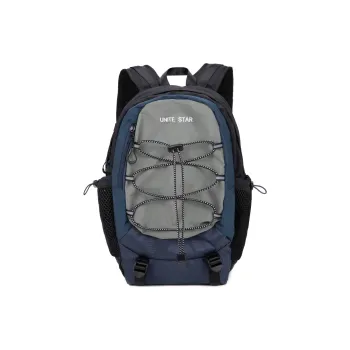 UNITE STAR Nylon Fabric Backpack Medium Size Unisex Black/Purple Gray/Blue Gray