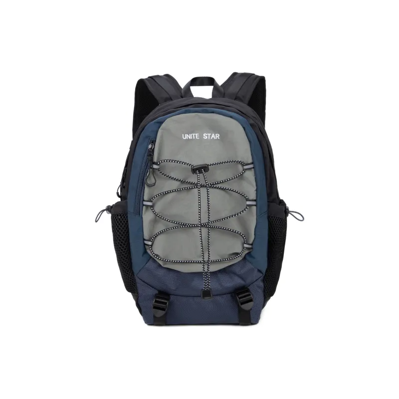 UNITE STAR Nylon Fabric Backpack Medium Size Unisex Black/Purple Gray/Blue Gray-11