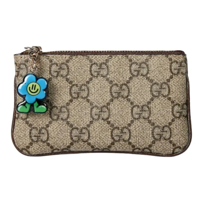 GUCCI Canvas Key Pouch Women's Beige & Ebony-0