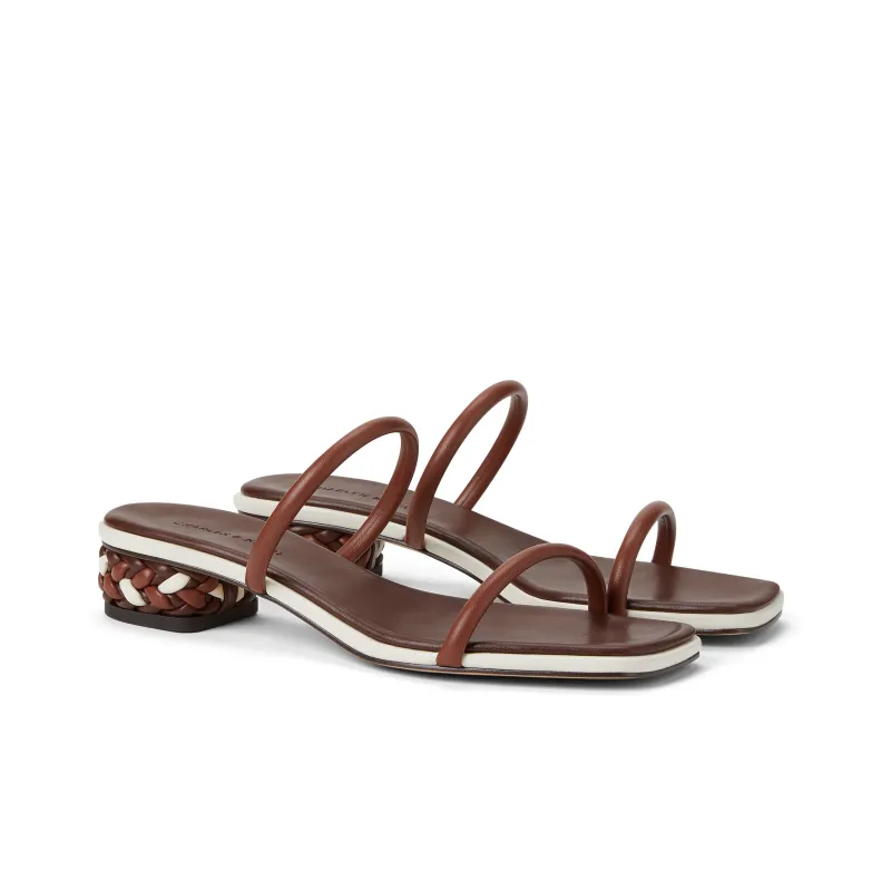 CHARLES&KEITH Composite Sole Slide Slippers 3.6cm Women's White/Multi Composite Color/Brown-11