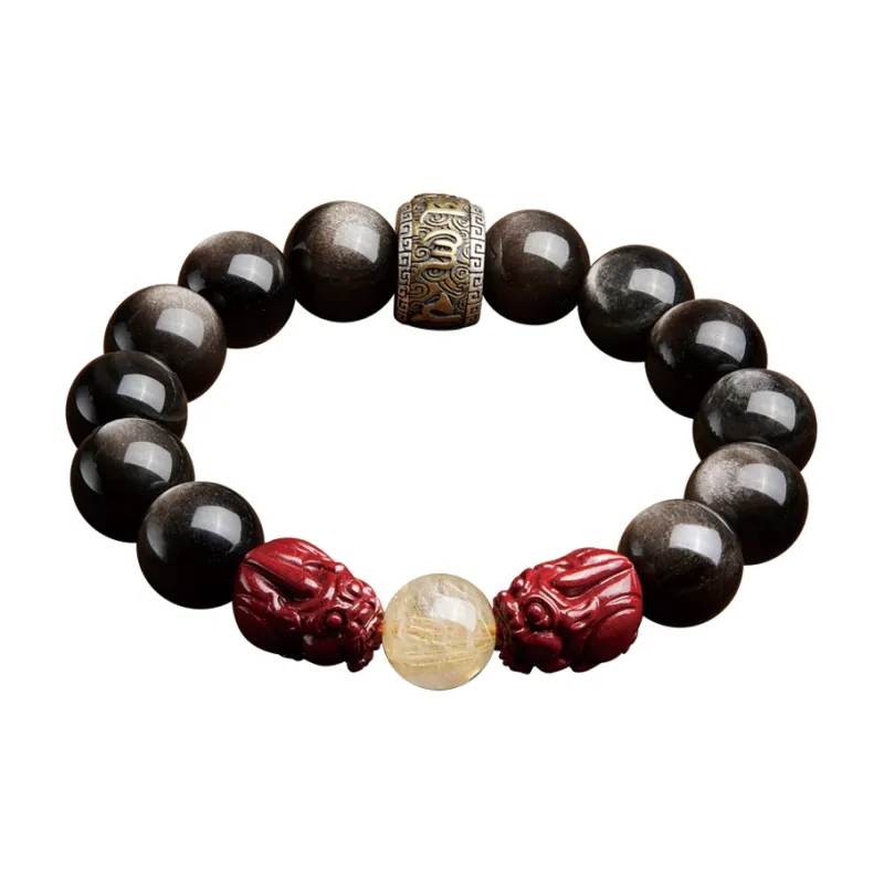 Moonstone Edge Obsidian Bracelets Unisex-6