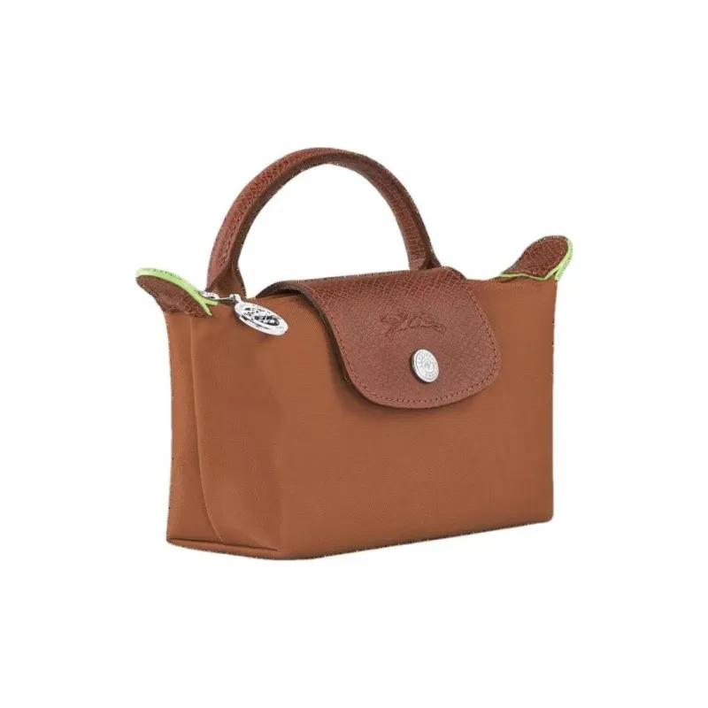 LONGCHAMP Le Pliage Green Cow Leather Trim Dumpling Bag Handbags Women's Brandy Color-2