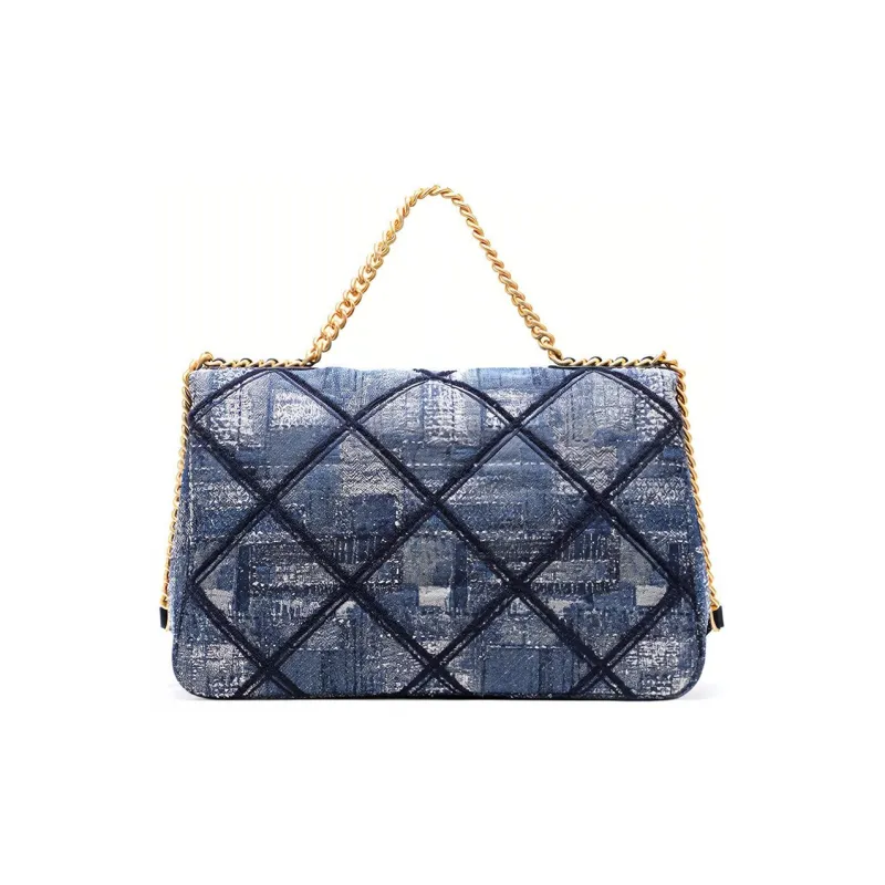 FION Fabric Tote Bag, Shopping Bag, Shoulder Bag, Handbag Medium Size Women's Dark Blue-2
