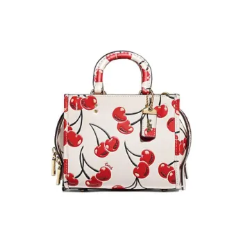 COACH Refined Cow Leather Handbag, Shoulder Bag, Crossbody Bag Small Size Women's White Red