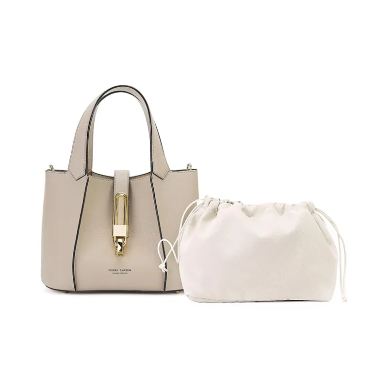 PIERRE CARDIN Women's Fashion Handheld Top Grain Cow Leather Bucket Bag, One Shoulder Handbag Women's-8