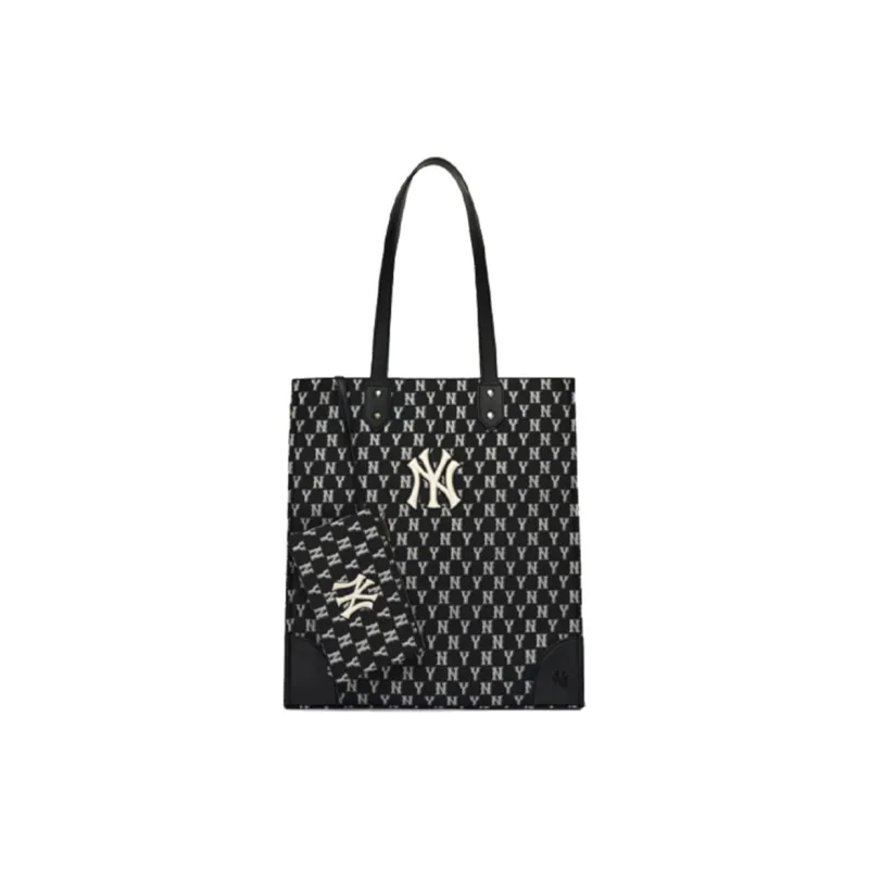 MLB Monogram Collection Polyester Combo Bag Tote Bag Shopping Bag Shoulder Bag Handbag Large Size Unisex Black-0