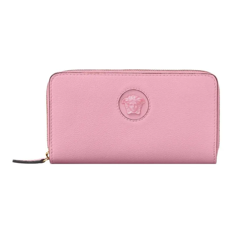VERSACE La Medusa Leather Patchwork Calfskin Wallet Regular Women's Pink-0