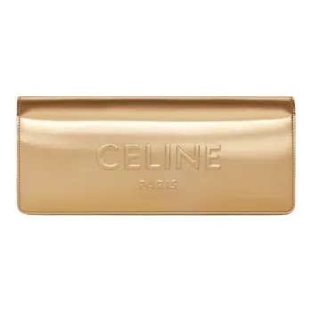 CELINE Laminated Fabric Clutch Women's Gold