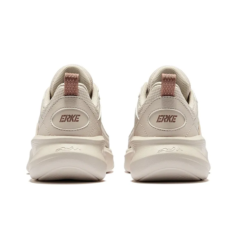 Erke Anti-Slip Wear-Resistant Low-Top Casual Shoes Women's Pink Brush Gray-3