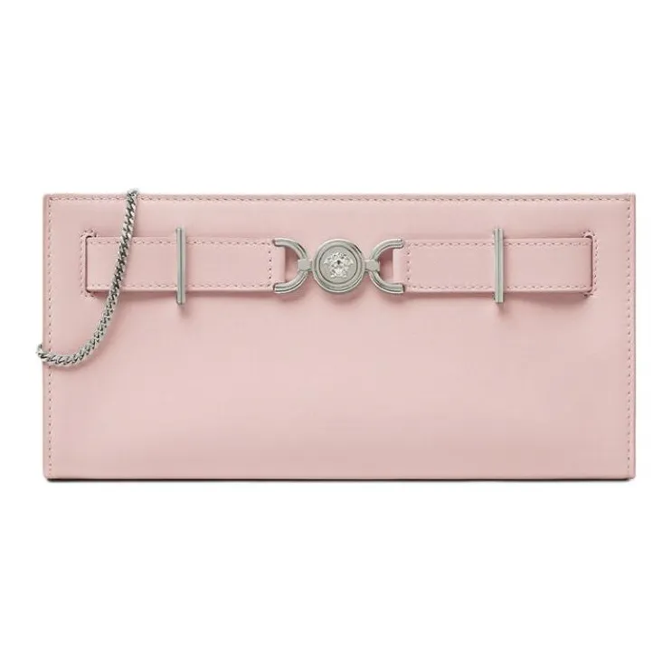 VERSACE Medusa '95 Cow Leather One Shoulder Crossbody Clutch Women's Light Pink-0