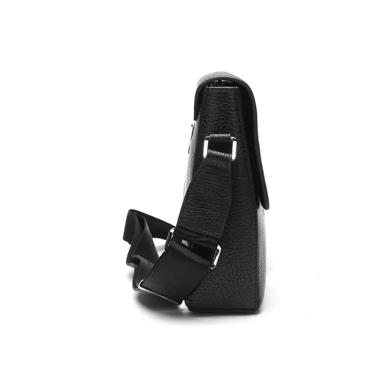 ELLE HOMME Top Grain Cow Leather Shoulder Bag, Crossbody Bag Men's Black-2