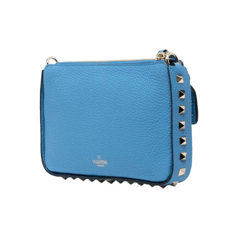 Valentino Rockstud Calfskin Shoulder Bag Crossbody Bag Mini Women's Blue-2
