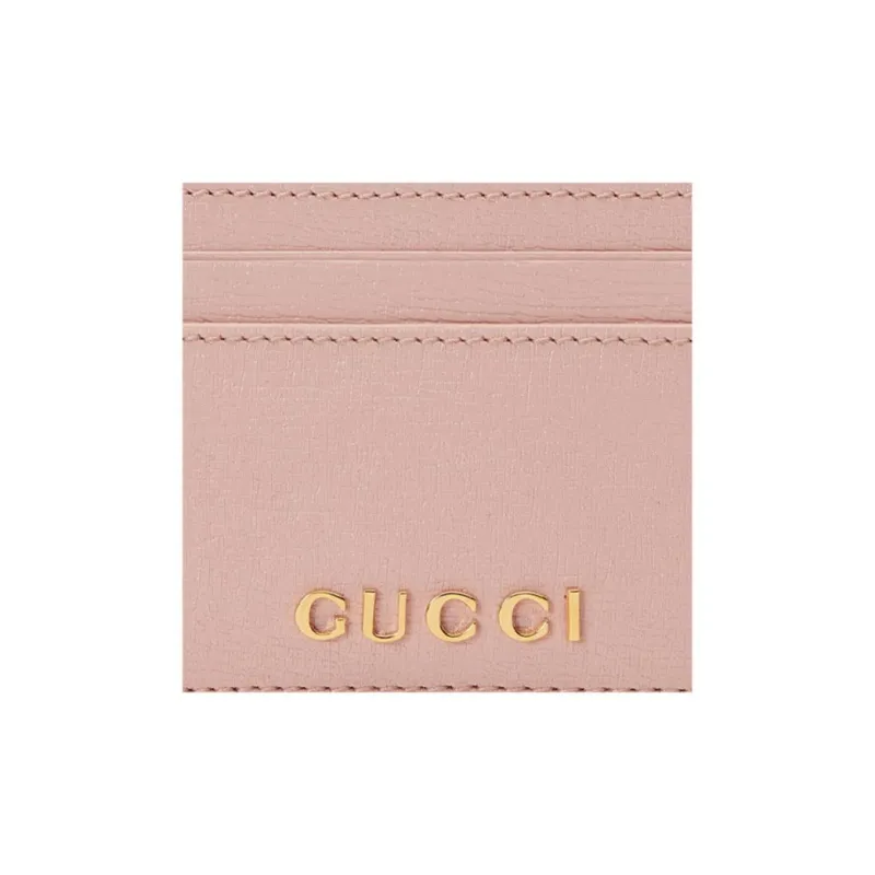 GUCCI Leather Card Holder Women's Light Pink-4