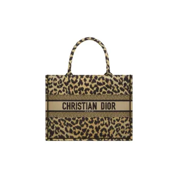 DIOR BookTote Embroidery Tote Bag Shopping Bag Shoulder Bag Crossbody Bag Small Size Women's Beige