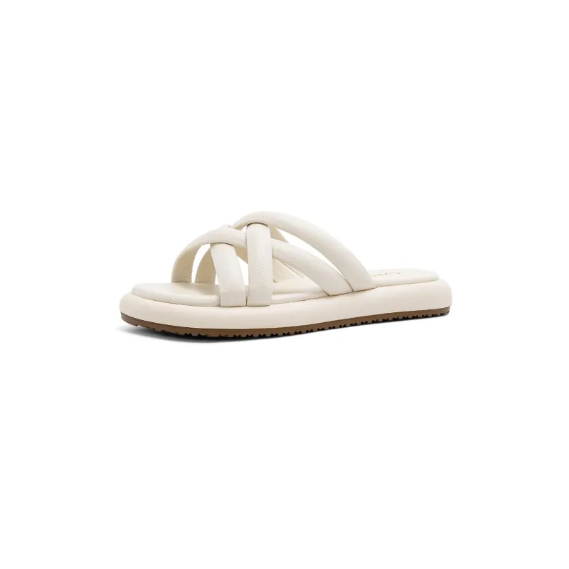 OMS Slide Slippers Women's White/Brown-0