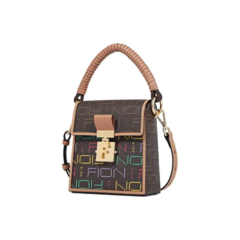 FION Cow Leather Patchwork With Artificial Leather One Shoulder Handbags Small Size Women's Multicolor-5