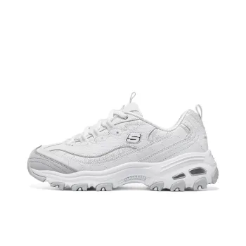 Skechers Durable Breathable Low Top Chunky Sneakers Women's White Silver