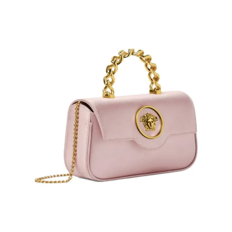 VERSACE La Medusa Satin Shoulder Bag, Crossbody Bag, Handbag Mini Women's Light Pink Red-1