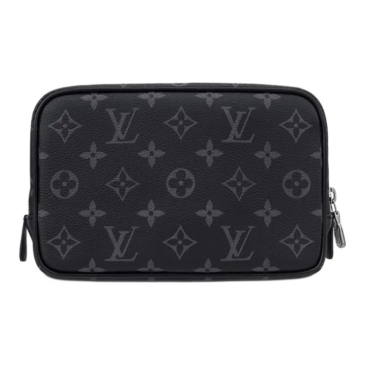 LOUIS VUITTON Coated Canvas With Leather Trim Toiletry Bag Trumpets Men's Black-2