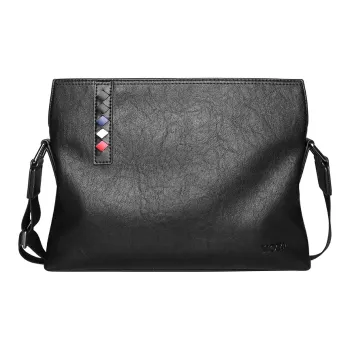 COW Microfiber Synthetic Leather Shoulder Bag Large Size Men's Black