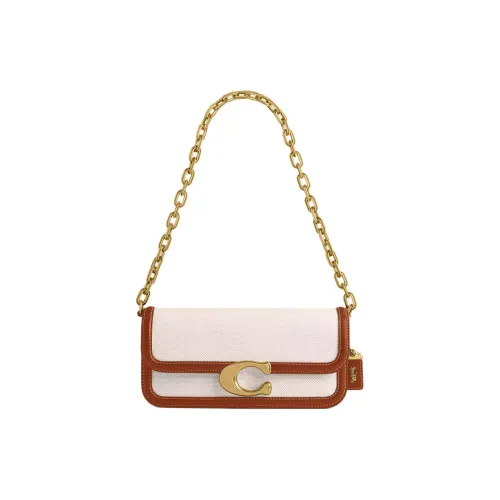 COACH IDOL Canvas With Glove Tanned Leather Crossbody Bag, Shoulder Bag Women's Beige
