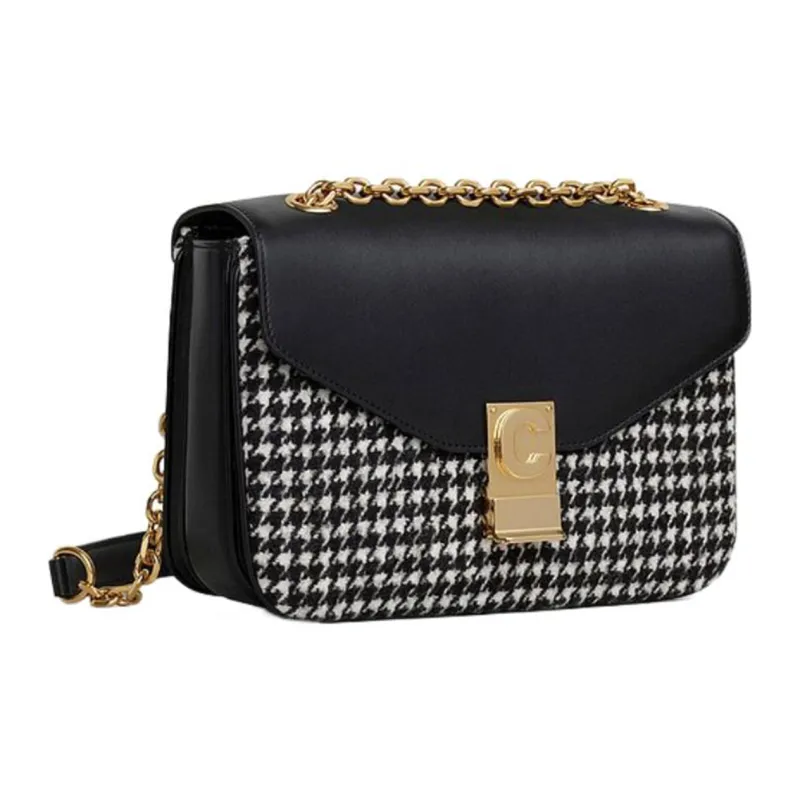 CELINE Twill Velvet With Shimmering Calfskin Crossbody Bag Shoulder Bag Women's Black-1