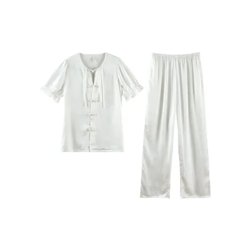 Q'NIANMA Pajama Set Women's Snowflake White