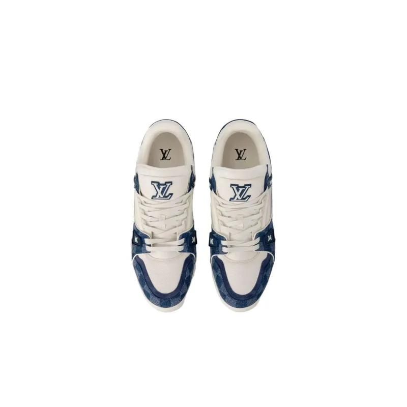 LOUIS VUITTON Trainer Slip Resistant Low Top Skateboard Shoes Unisex White Blue-2