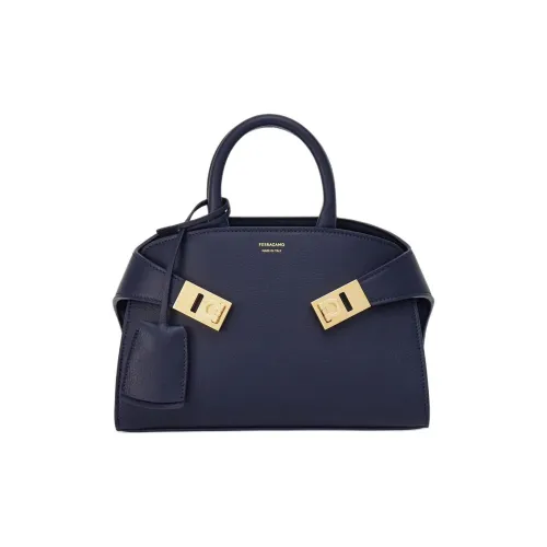 FERRAGAMO Calfskin Tote Bag Shopping Bag Shoulder Bag Crossbody Bag Handbag Mini Women's Midnight Blue