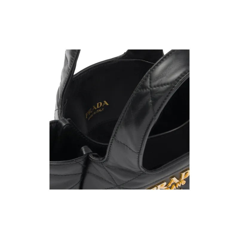 PRADA Nappa Sheepskin Tote Bag Shopping Bag Handbag Small Size Women's Black-4
