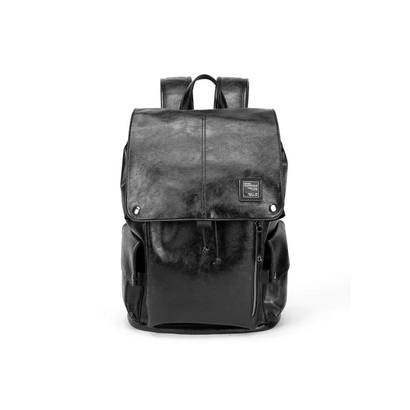FAIRWHALE PU Backpack Laptop Bags Large Size Unisex Black-2