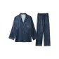 Blue Wood Grain Men's Ice Silk Long-Sleeved Clothing Sets