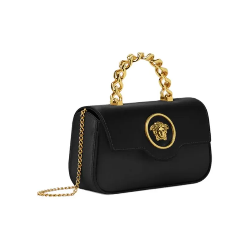VERSACE La Medusa Satin Shoulder Bag Crossbody Bag Handbag Mini Women's Black-1