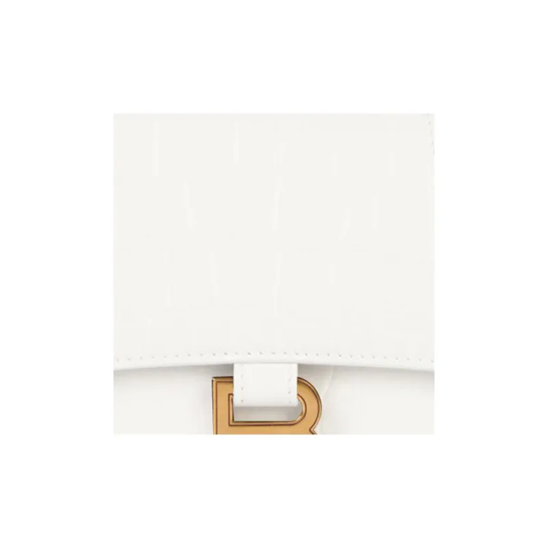 Balenciaga Hourglass Handbag Crocodile Embossed White/Gold tone-5