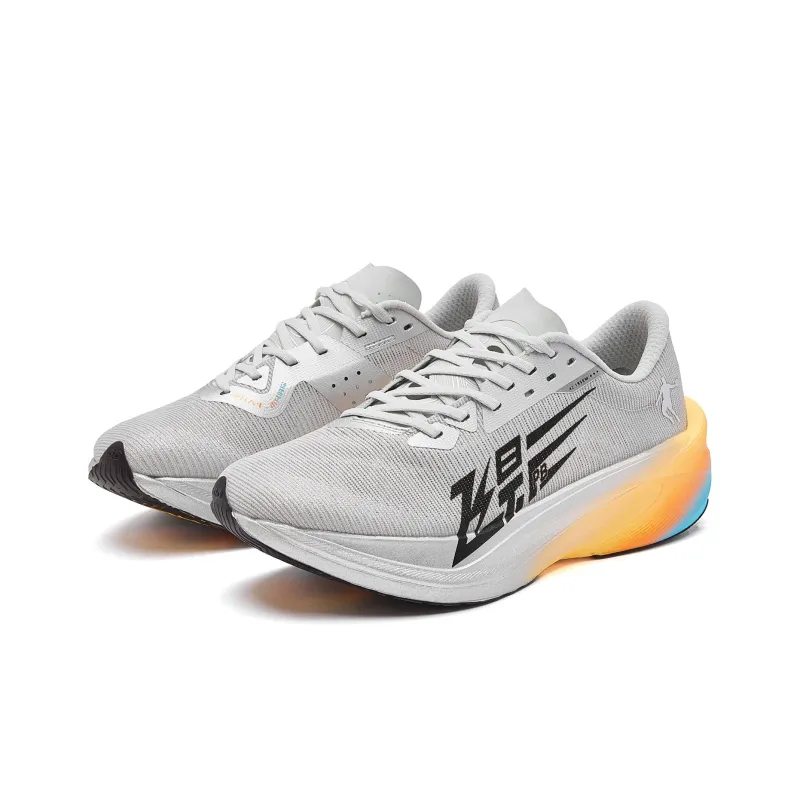 QIAODAN Flying Shadow PB4.0 Running Shoes Men Low Top Gray Silver Atomic Orange-2