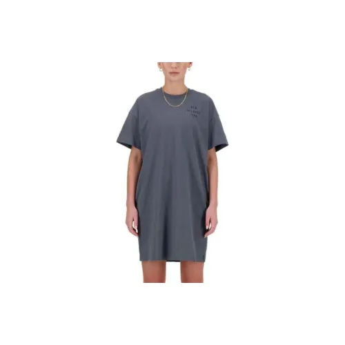 New Balance Iconic Collegiate Jersey Short-Sleeved Dresses Women's Dark Gray