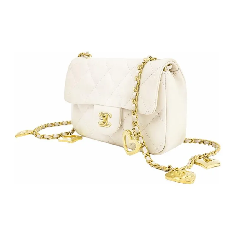 CHANEL Lambskin Flap Bag, Shoulder Bag, Crossbody Bag Mini Women's White-2