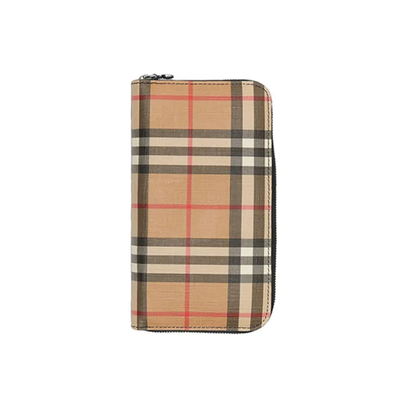Burberry Cow Leather Wallet Women's Khaki-1