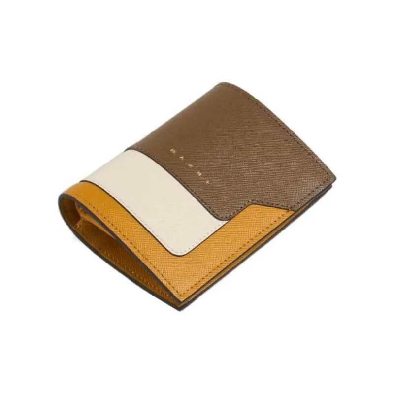 MARNI Trunk Cow Leather Wallet Regular Women's Brown/White/Orange-3