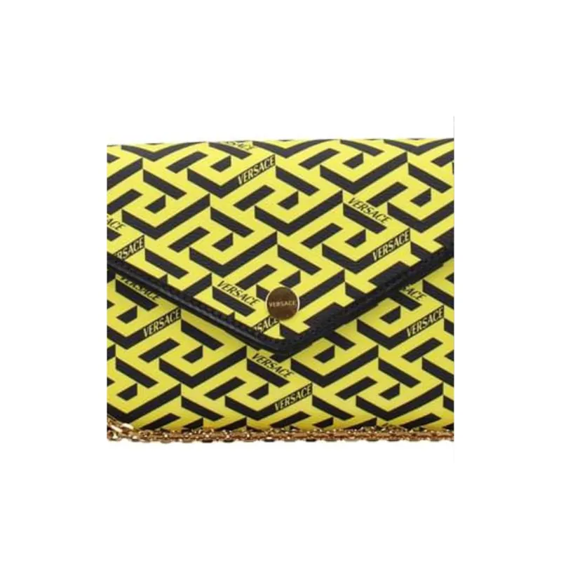 VERSACE Leather Shoulder Bag Crossbody Bag Women's Yellow/Black-3