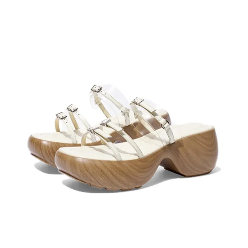 ZSAZSAZSU Rubber Sole Slide Slippers Women's Ecru-1