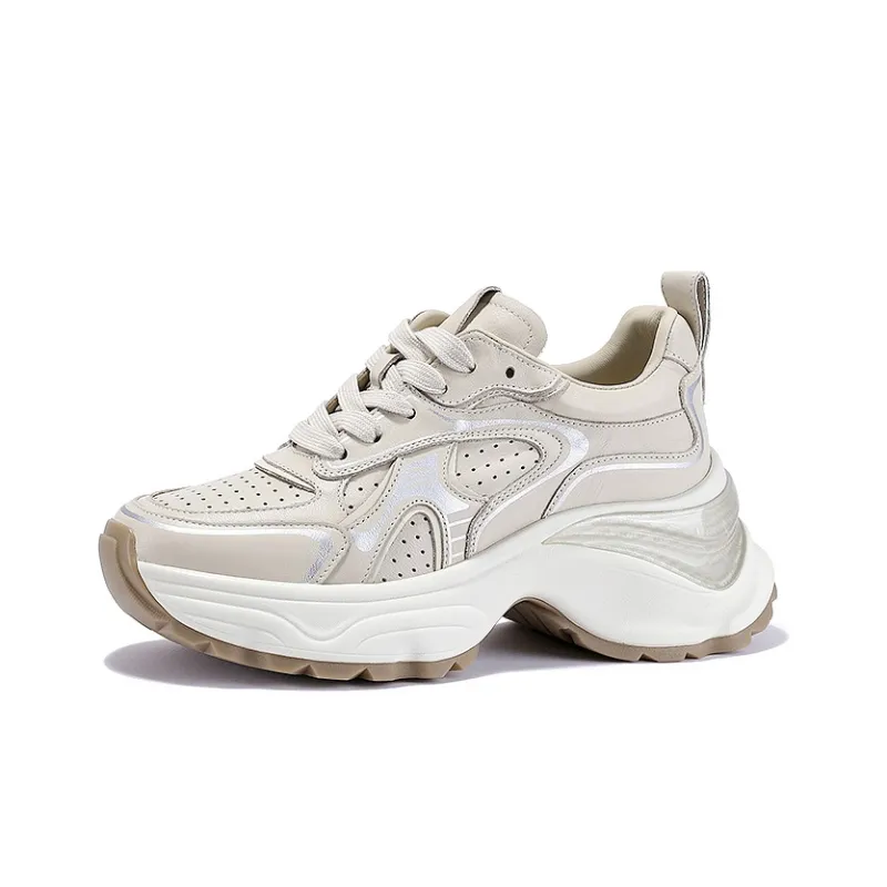 BELLALILY Anti-Slip And Wear-Resistant Height Increasing Low-Top Chunky Sneakers Women's-5