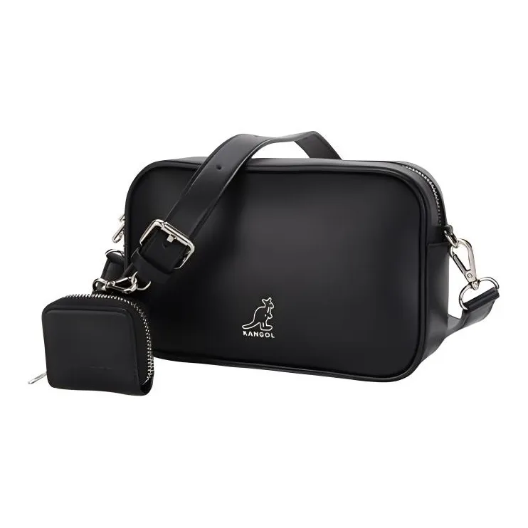 KANGOL Synthetic Leather Shoulder Bag Crossbody Bag Regular Women's Black-1