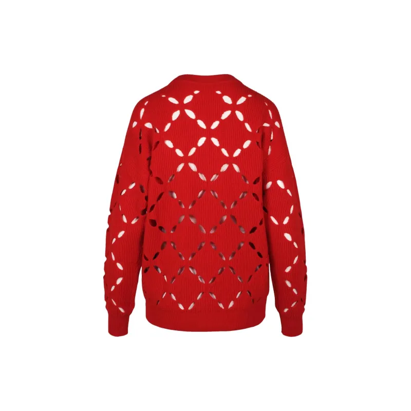 VERSACE Cut Out Wool Sweater 'Red'-1