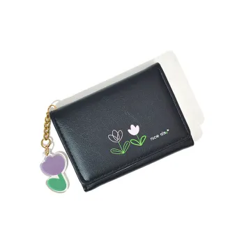 HAWA Artificial Leather Wallets Card Holders Small Size Women's Black/Pink/Blue/Green/Apricot