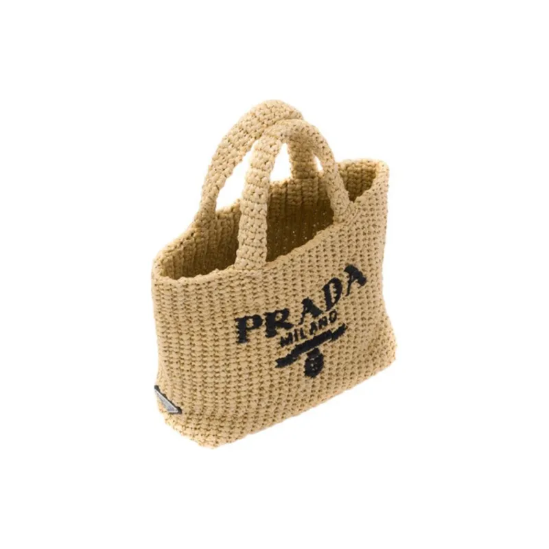 PRADA Raffia Tote Bag Small Tan-1